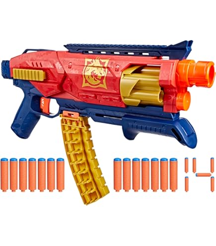 Nerf LMTD League of Legends Jinx Fishbones Blaster, 18 Dart Drum
